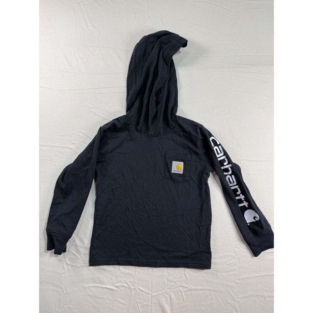 Carhartt Kids Black Long Sleeve Pocket Hoodie – Size 4– Pullover – Logo